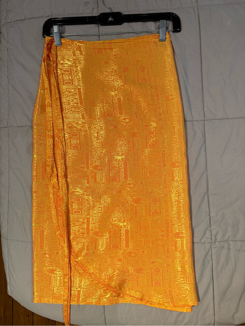 Bright Orange Satin Wrap Skirt